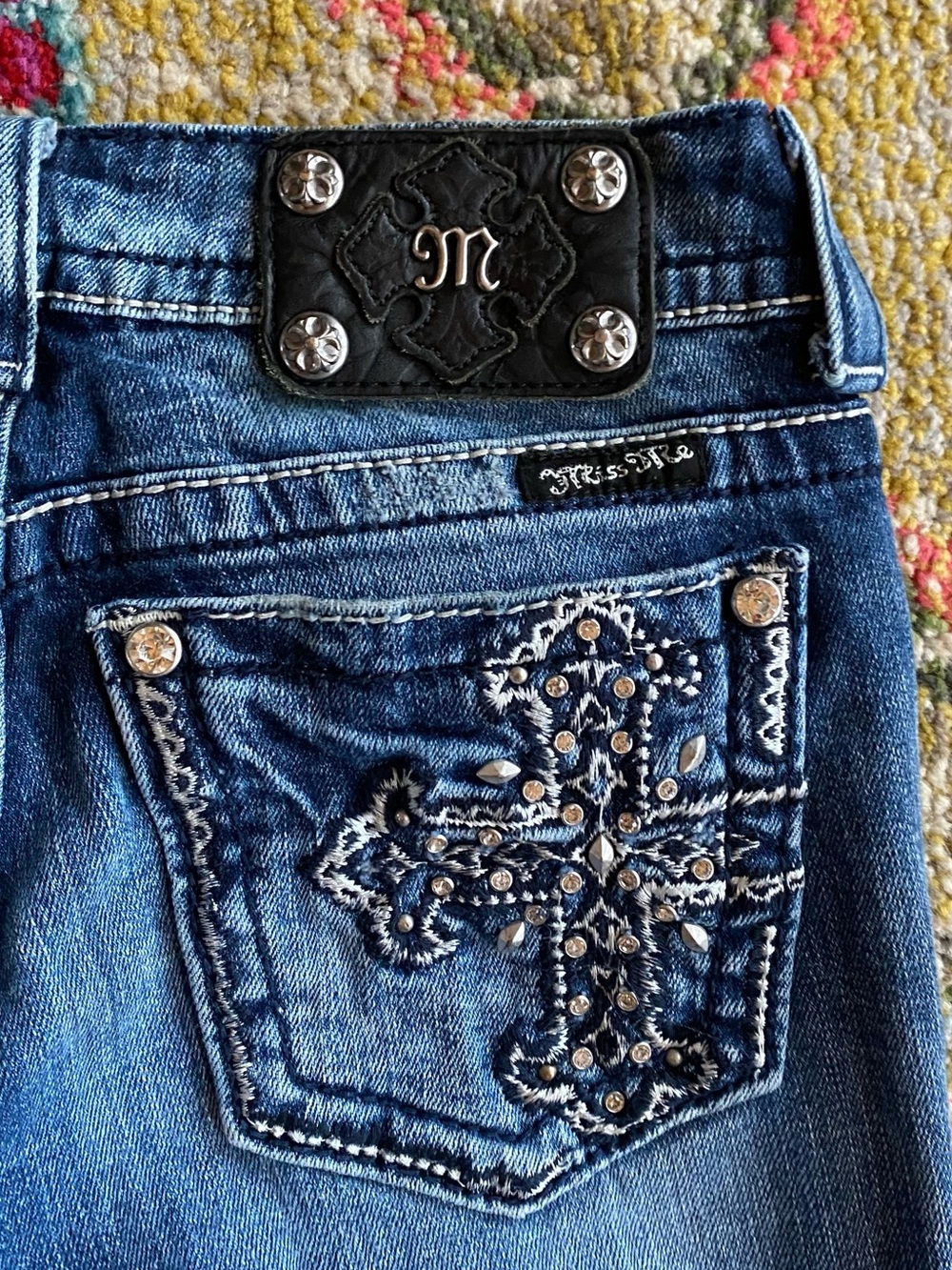 Miss Me Rhinestone Cross Capri Jeans